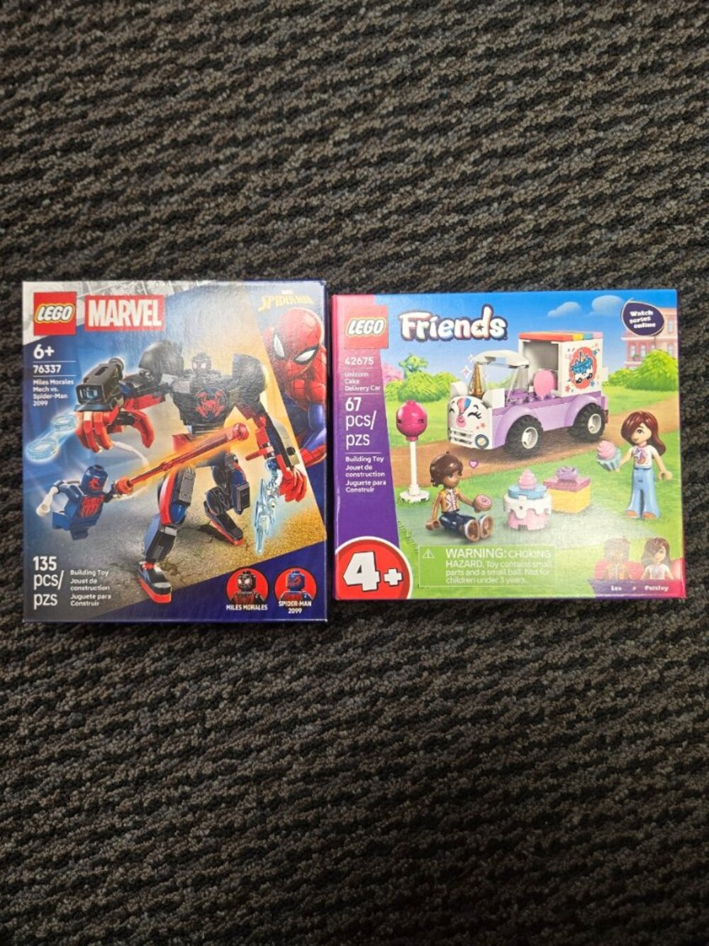 LEGO Set 76171 Miles Morales Mech + 42675 Friends Unicorn Cake